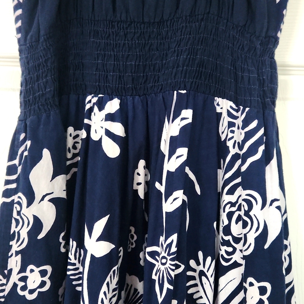 Navy and White Midi Cotton Dress L - Picture 5 of 6